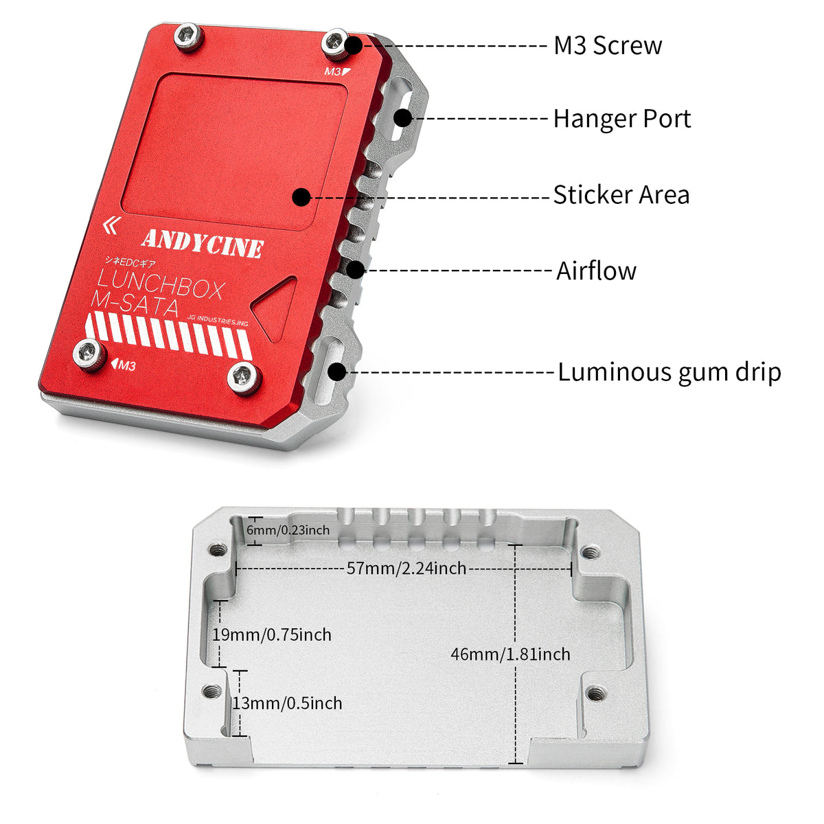 Andycine LunchBox Magnalium Case for mSATA SSD Compatible with 