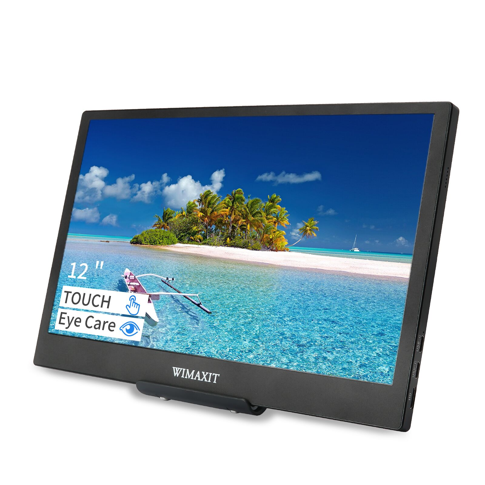 WIMAXIT Monitor touchscreen portatile 12 pollici, monitor VESA per la cura  degli occhi 70% sRGB IPS HDR Display per computer con 2 porte USB C,  altoparlanti doppi mini HDMI con supporto : : Informatica