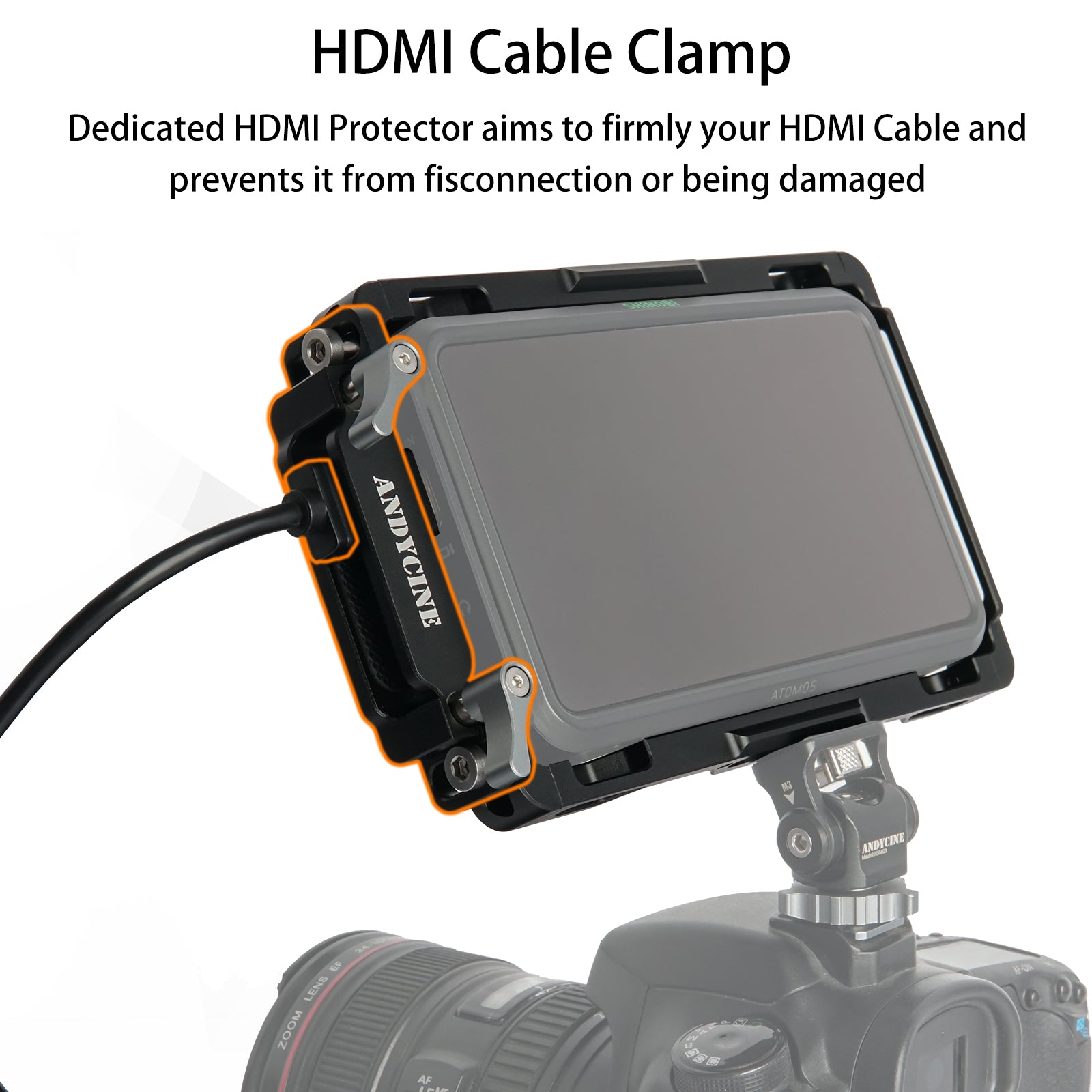 Andycine Monitor Cage with Built-in NATO Rail and Extra HDMI Cable 