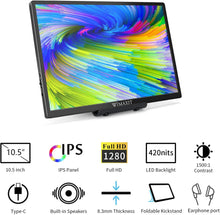 Load image into Gallery viewer, WIMAXIT M1050CT 10.5Inch Touch Screen Portable Monitor 1920x1280 IPS FHD 100% sRGB Display with USB-C/HDMI/VESA, Eye Care Gaming Monitor Type-C Monitor for PC/Mac/Cellphones/Switch
