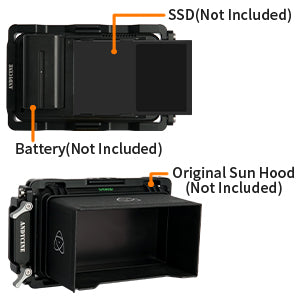 Andycine Monitor Cage with Built-in NATO Rail and Extra HDMI Cable Clamp Sunhood for Atomos Monitor Ninja V/Ninja V+ and Shinobi