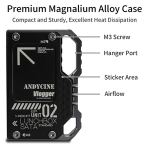 ANDYCINE LunchBox II Magnalium Case for SATA SSD to Atomos NINJA V/V+ Attachment