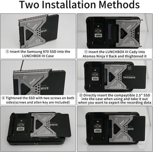 ANDYCINE LunchBox III Magnalium Case for 2.5” SATA SSD to Atomos NINJA V/V+ Attachment