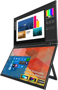 Wimaxit M1562C Dual Screen 15.6" Portable Foldable Monitor with VESA for Windows Mac OS Smartphone,PS5, Switch