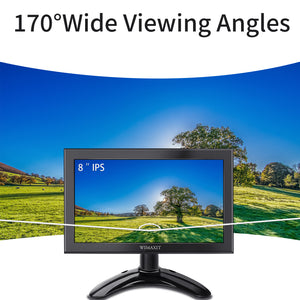 WIMAXIT M818 8 inch CCTV Small Monitor with HDMI/VGA/AV/BNC/USB Input,690nits Brightness and 1280X720 IPS Display for CCTV/Security Camera/Laptop/PC/PS4 Xbox
