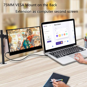 WIMAXIT M1332C 13.3 Inch Portable Type-c 1080P IPS Monitor with Reinforced Glass VESA Mount for Laptop Phone Xbox PS4,Switch