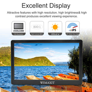 WIMAXIT M1220 12 Inch IPS FHD HDMI Monitor HDMI VGA BNC AV for PC Computer Camera DVD Security CCTV DVR Home Office Surveillance - Wimaxit Official Store